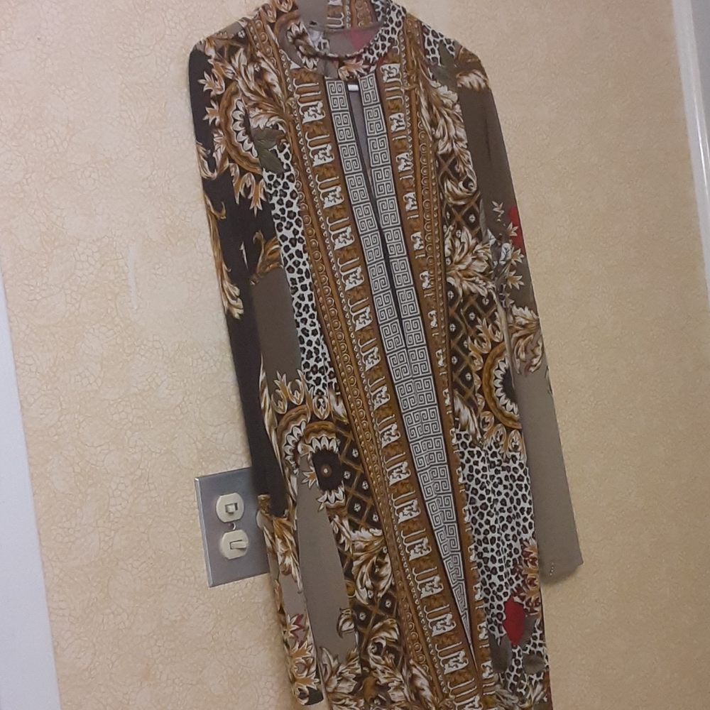 Animal print long sleeve fashion dress.